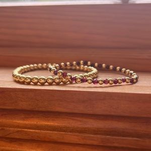 Gold and Carnelian Bracelet Set